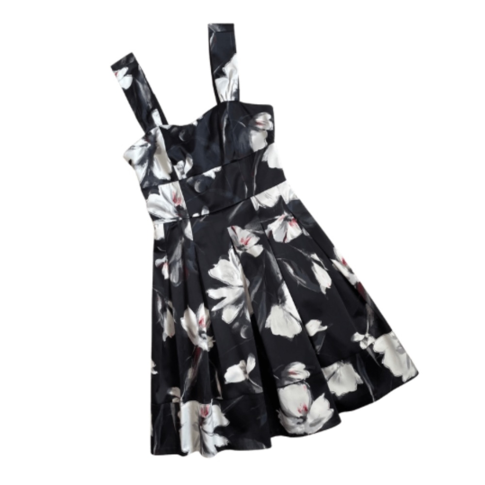 WHBM Fit & Flare Floral Party Dress - Black
